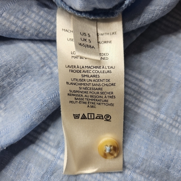 Pilcro by Anthro Theresa Lace Up Button Down Shirt Small Blue - Picture 7 of 14